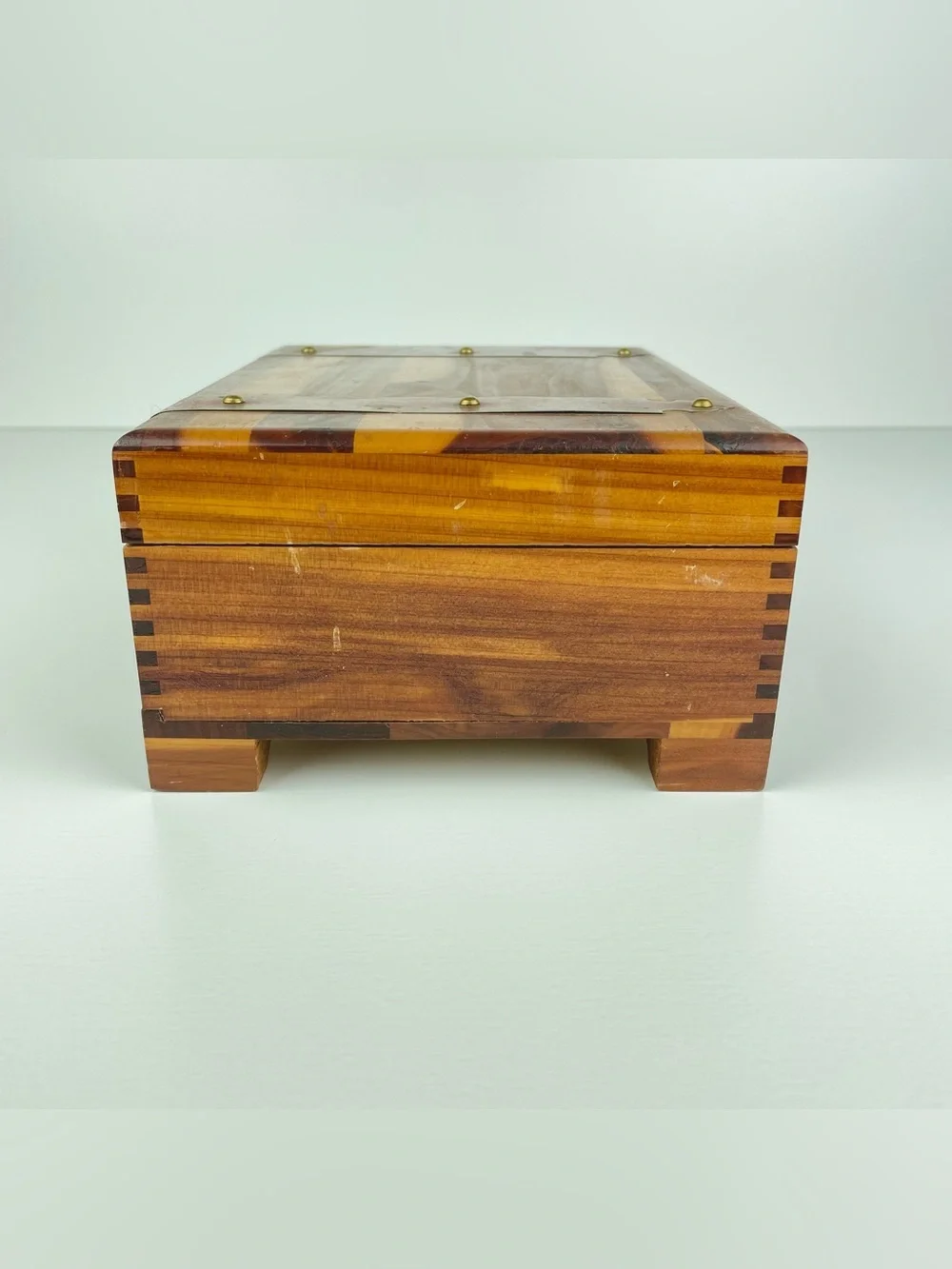VTG Pilliod Swanton Ohio Wooden Cedar Jewelry Sewing Box Dovetailed Trinket